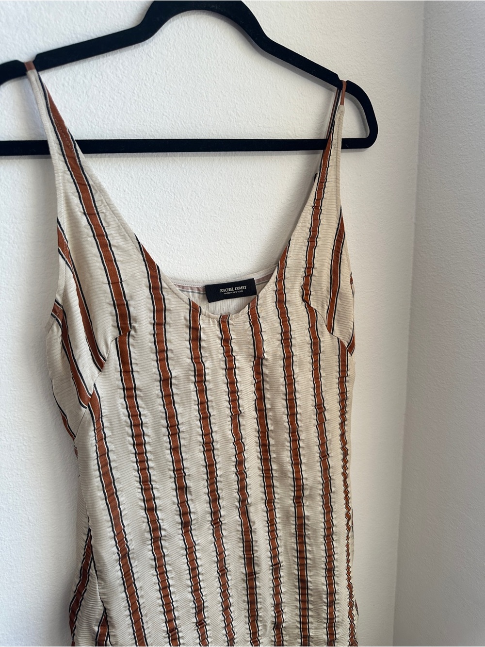 RACHEL COMEY Cream and Brown Striped Caliper Slip Dress - Picture 9 of 13
